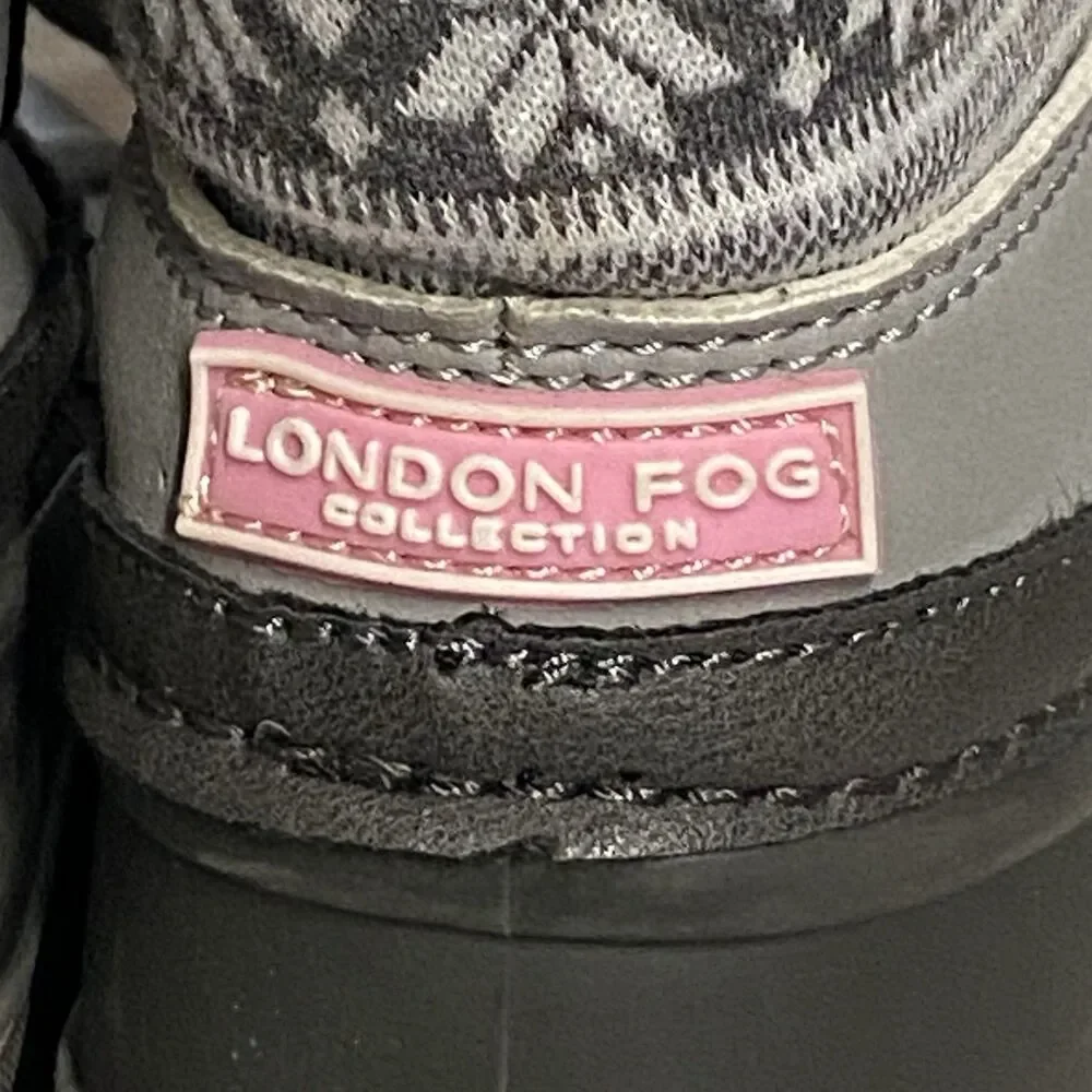 London Fog Lil Tottenham Winter Snow Boots Gray/Black/Pink Faux Fur Toddler Sz 7